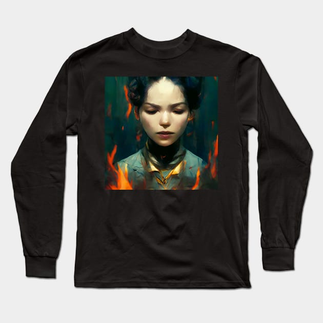 Forge Herself From Fire Long Sleeve T-Shirt by Kazaiart